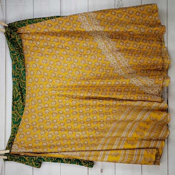 Darn Good Yarn Sari Silk Wrap Skirt Ankle Goddess - Picture 6 of 16